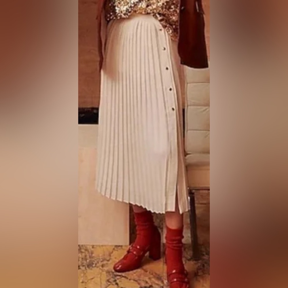 J Crew Pleated skirt with gold buttons. NWT